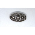Antique Silver Filigree Brooch with C Clasp, Handmade with Amazing Detail. 5cm diameter.