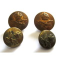 WW2 British Military Royal Air Force Brass Buttons. 2x Large and 2x Small.