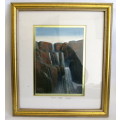 Original Drawing by Cedric Hunter. " Rocks and Water". Framed.