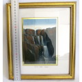 Original Drawing by Cedric Hunter. " Rocks and Water". Framed.