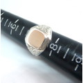 Monogram Ring - Custom Initial Silver Signet Ring Vintage Unisex Size O, 17.34mm diameter 10g