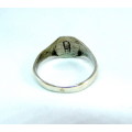 Vintage Initial Silver Pentagon Signet Ring  Size L, 16.1mm diameter 1.5g