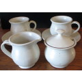 Vintage Timbati Potteries Set. 2 Cups with Saucers, Milk Jug and Suger Bowl. Spotless.