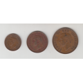 1946 SA Union Bronze Penny, Half Penny and Farthing