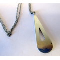Vintage Paua Shell Pendant on Silver Necklace. Lovely detail. 52cm.