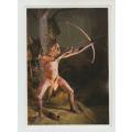 Vintage SA Museum Cape Town Postcard - Cast of Bushman with bow and arrow