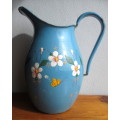 Vintage Large ENAMEL HAND PAINTED WATER JUG. 300mm high. Refer to photos.