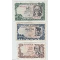 Lot of Three 1970/1971 Espana Bank Notes
