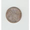1891 Silver Netherland East Indis 1/10 Gulden Coin