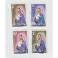 1977 Rhodesia Set of 4 Virgin and Child Christmas Stamps 3c to 16c