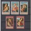 Lot of 5 BURUNDI 1972 Christmas Stamps- Madonna and child paintings used