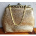 Vintage Evening Bag, Faux Leather, Gold. 220mmx180mm.