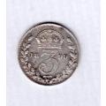 1899 British Three Pence Silver Coin