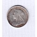 1899 British Three Pence Silver Coin