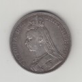 UK Great Britain 1889 Crown Victoria Jubilee St George Dragon Silver Coin