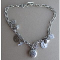Statement Religious Charm Necklace, Vintage Medals and Crosses. Silver color. 48cm