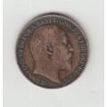 1907 Bare Head Bronze Farthing British