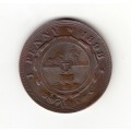 1898 ZAR Paul Kruger Bronze One Penny