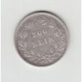 1887 200 Reis Portugal Coin Luís I Silver