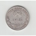 1914 British WEST AFRICA UK King George V Silver Shilling Coin