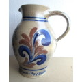 Vintage M. Schilz salt glazed cobalt stoneware pitcher | Made in West Germany . 1lt. 19cm high.