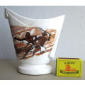 Interesting Vintage Porcelain Vase. Souvenir of South Africa. Hunter Theme. 15cm high.
