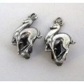 Vintage Pressed Pewter Springbok Clip on Earrings. For the Die Hard Rugby Fan.