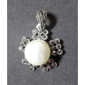 Vintage Marcasite and faux pearl Pendant. Lovely item.