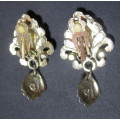 Large Vintage Costume Clip on Earrings. As per photo.
