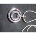Lovely dainty Silver plate Necklace with Sparkling pendant. Chain 280mm.