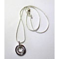 Lovely dainty Silver plate Necklace with Sparkling pendant. Chain 280mm.