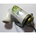 Porcelain  Cavalier Style Hunter`s Pipe with lid, Vintage Souvenir Western Germany Stag.