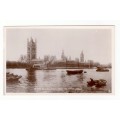 Vintage Sepia Photo Post Card - House of Parlement from the River, London