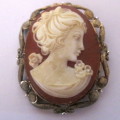 Gorgeous Detaled Hand Carved Cameo Brooch in Elaborate Setting. 50mm.