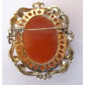 Gorgeous Detaled Hand Carved Cameo Brooch in Elaborate Setting. 50mm.