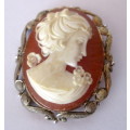 Gorgeous Detaled Hand Carved Cameo Brooch in Elaborate Setting. 50mm.