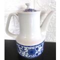 Vintage Blue and White Coffee Pot. Art Deco. Spotless.