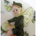 Fairy Porcelain/Resin Wall Plaque Round Decor. 3D with exceptional Detail. Aquarius. 130mm. Crown.