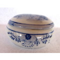 Small Oval Delft Blue and White Trinket Box with Lid.60x40mm.