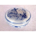 Small Oval Delft Blue and White Trinket Box with Lid.60x40mm.