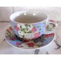 Royal Bavaria cup and saucer Blue and Pink limited edition. Spotless.