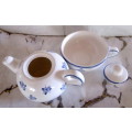 Porcelain Hand Painted, Teapot and Cup combo, White and Blue. Spotless.