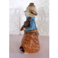 Vintage Unglazed Porcelain Violin playing Clown Figurine. 110mm high. Spotless.