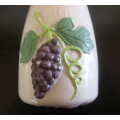 Vintage Ceramic Grape/Leaves Detail Wine Decanter Carafe. 1liter, 23 cm high.