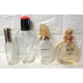 Collection of 4 Empty Glass Perfume Bottles. As per photo.