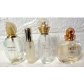 Collection of 4 Empty Glass Perfume Bottles. As per photo.