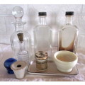 Lot of nine Vintage Glass and Porcelain Apothecary/Medical items.