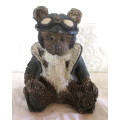 Vintage  Resin Pilot Teddy Bear Figurine Handpainted. Great Condition