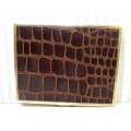 Brown Crocodile Print Leather Metallic Cigarette Case. Not used. 100 x 80 x 15 mm.