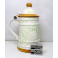 Vintage Mini Porcelain Beer Tankard with Porcelain lid, handpainted. 115mm high. No chips or Cracks.